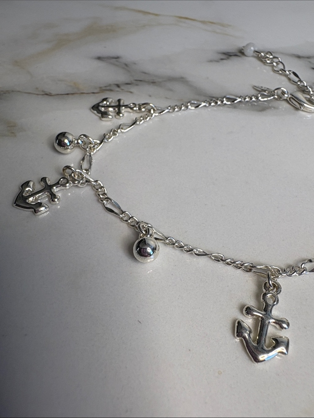 Avon Set Sail Anchor Charm Anklet Silver Tone Nautical NIB